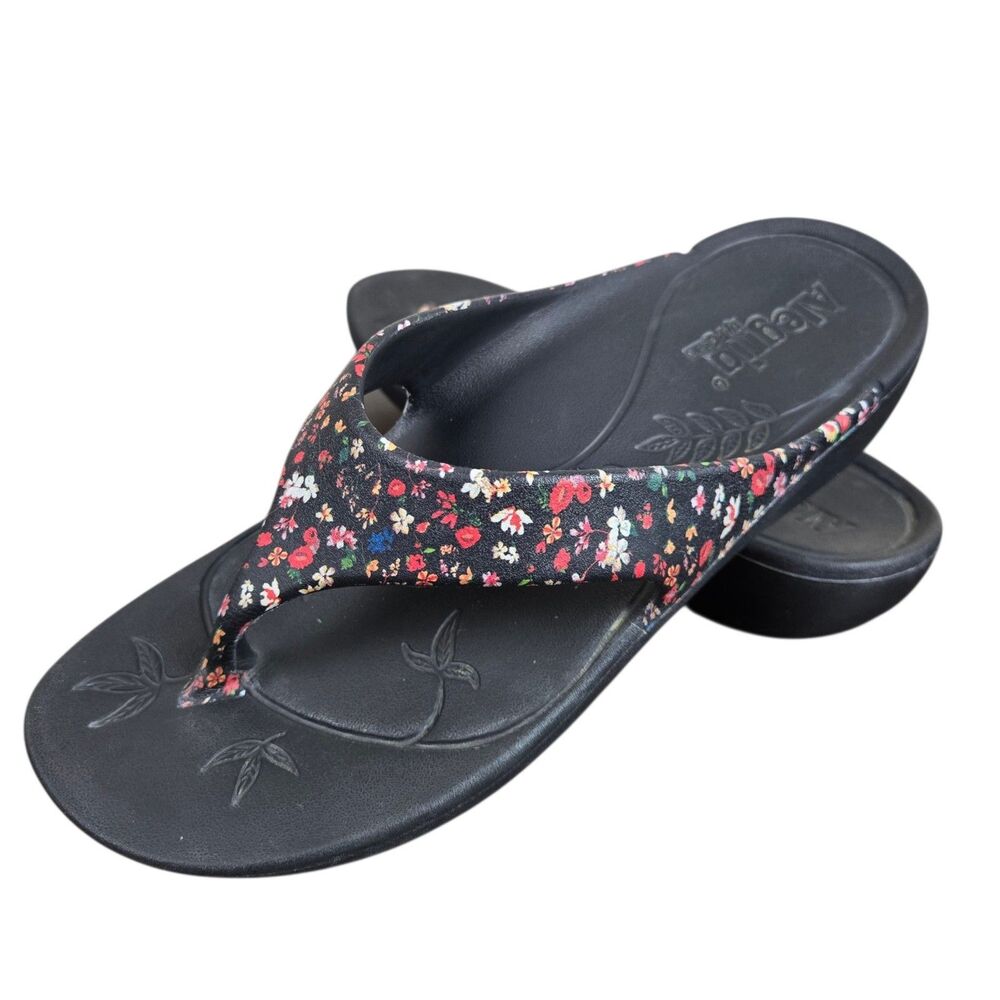 Alegria Ode Kindred Recovery Thong Sandals Sz 40 US 9.5 - 10 Black Red Floral